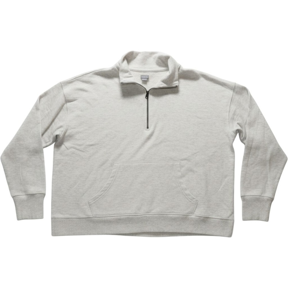 Women's Aerie So Soft Lounge Comfy Gray Taupe 3/4 Zip Shirt Top L NEW